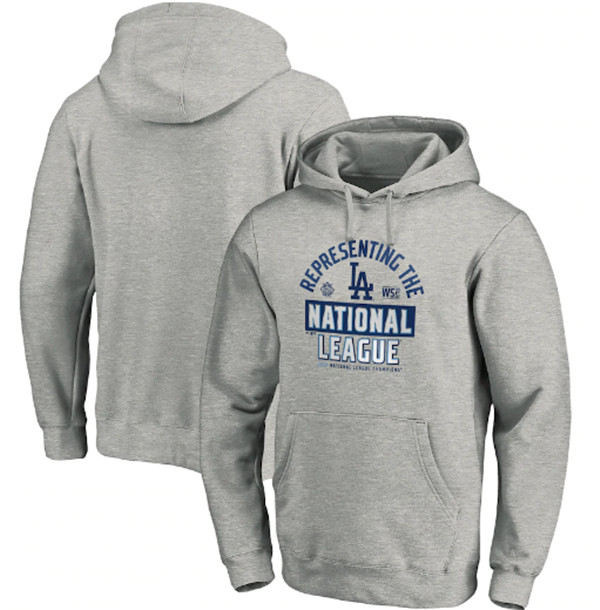 Men's Los Angeles Dodgers Gray 2020 National League Champions Locker Room Pullover Hoodie